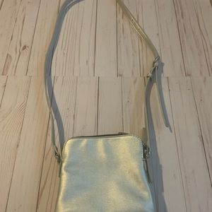 Silver handbag three compartments